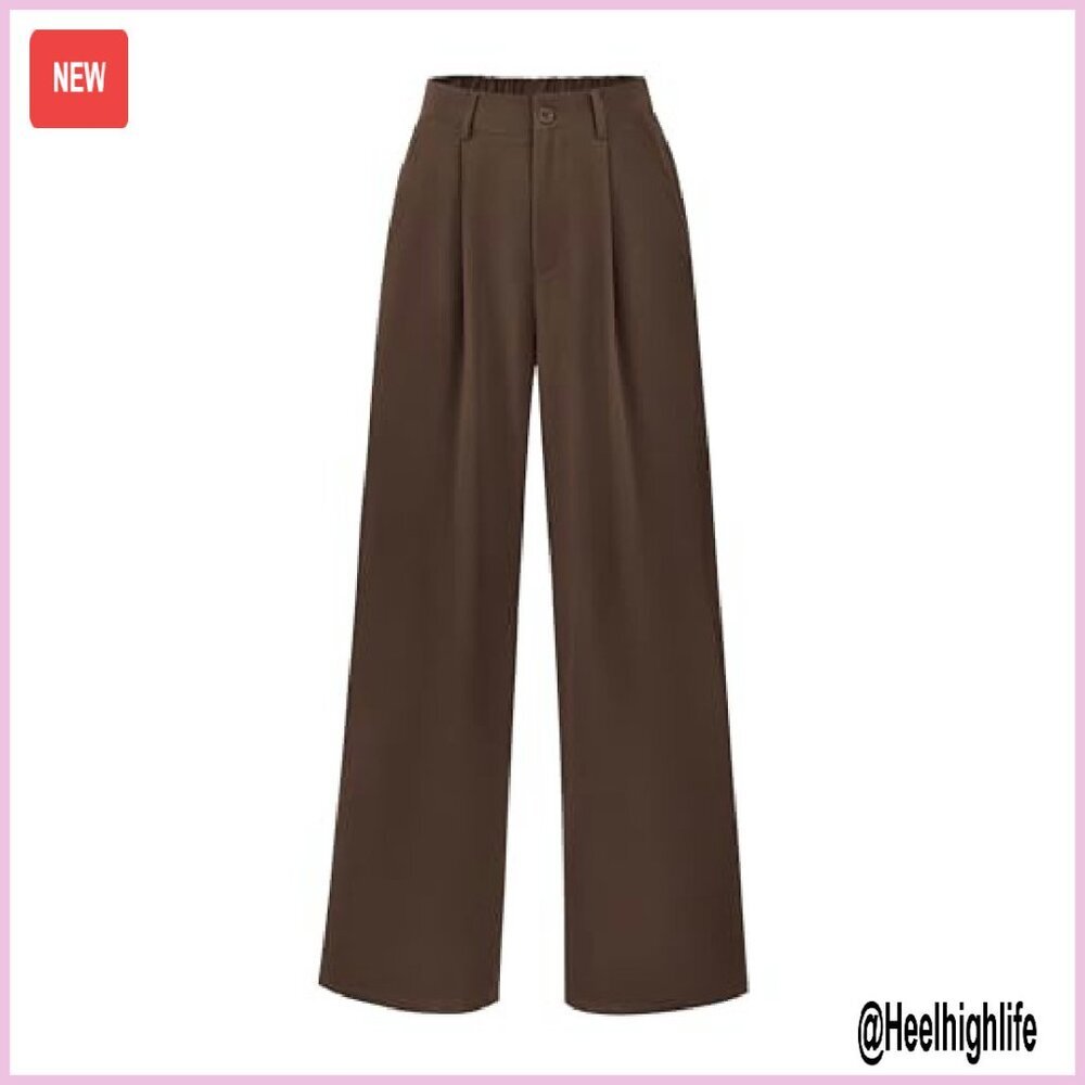 High Waisted Wide Leg Work Pants Women Business Casual Trousers - Picture 2 of 8